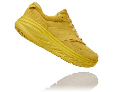 Hoka One One Bondi L Suede - Tenis Caminhada Mulher Celery / Lima Bean | PT-klUpNcC